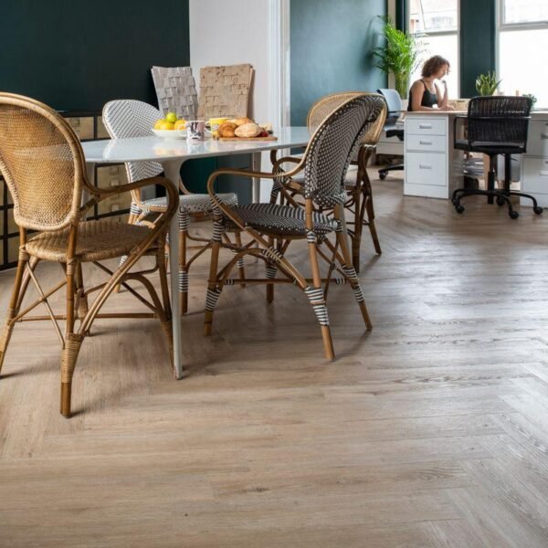 Luxury Vinyl Tile (LVT) Herringbone Glue Down Prime Wide Planks Mid - Oak Classic - Image 2