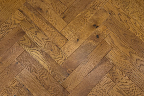 Engineered Wood Herringbone Tongue & Groove Brushed Classic Lacquered / Lac Narrow Planks Mid - Oak Rich