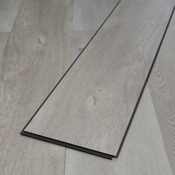 SPC / Rigid Core Vinyl Straight Plank Click System WPC Wide Planks Pale / White