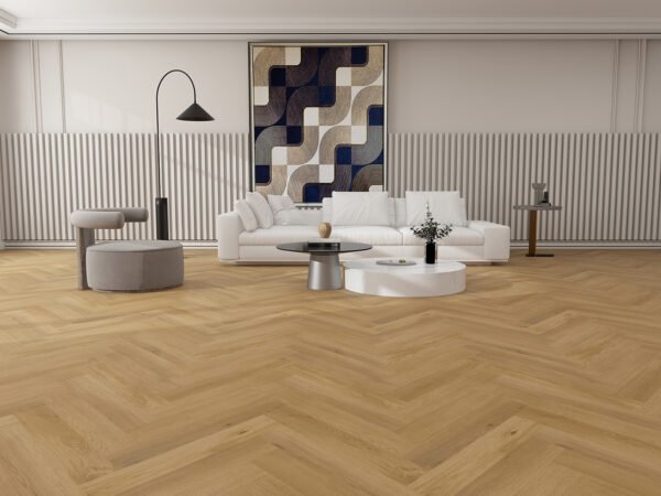 Luxury Vinyl Tile (LVT) Herringbone Click System Dryback Wide Planks Mid - Oak Classic
