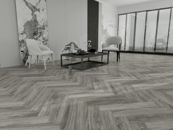 Luxury Vinyl Tile (LVT) Herringbone Click System Dryback Wide Planks Mid - Oak Light