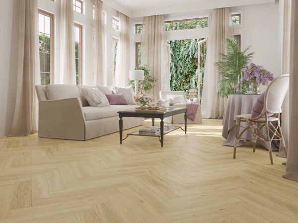 SPC / Rigid Core Vinyl Herringbone Click System Wood Line Wide Planks Dark Brown - Image 2