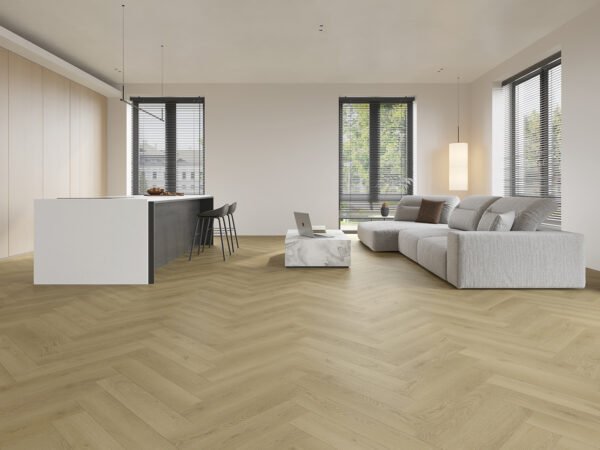 SPC / Rigid Core Vinyl Herringbone Click System Wood Line Wide Planks Dark Brown - Image 2