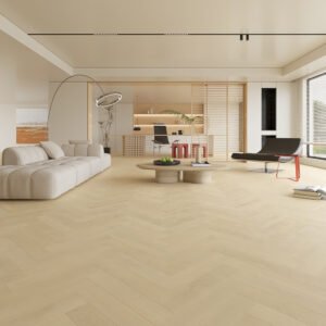 SPC / Rigid Core Vinyl Herringbone Click System Wood Line Wide Planks Dark Brown