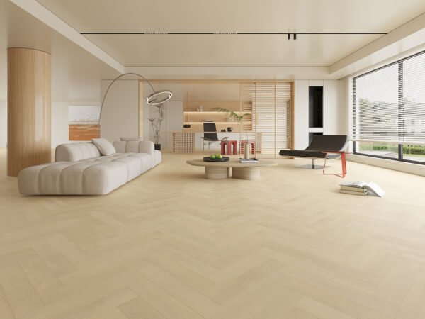 SPC / Rigid Core Vinyl Herringbone Click System Wood Line Wide Planks Dark Brown - Image 2