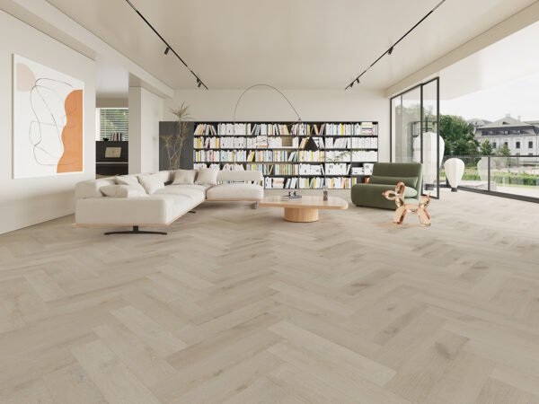 SPC / Rigid Core Vinyl Herringbone Click System Wood Line Wide Planks Mid - Oak Rich - Image 2