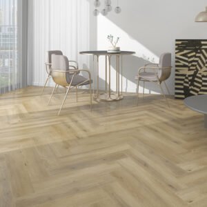 SPC / Rigid Core Vinyl Herringbone Click System Wood Line Wide Planks Mid - Oak Rich