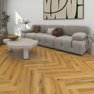 SPC / Rigid Core Vinyl Herringbone Click System Wood Line Wide Planks Mid - Oak Rich