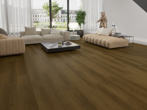 SPC / Rigid Core Vinyl Straight Plank Click System Smoked / Double Smoked Eco Line Wide Planks Dark Brown - Image 2