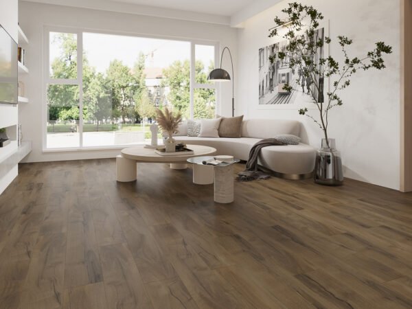 SPC / Rigid Core Vinyl Straight Plank Click System Rustic Eco Line Wide Planks Dark Brown - Image 2