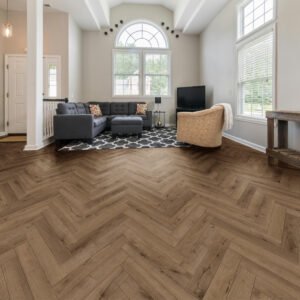12mm Laminate Herringbone Click System Smoked / Double Smoked Laminate Mid Oak Rich
