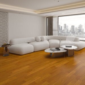 14mm Engineered Wood Straight Plank Tongue & Groove Golden Wheat Brushed Classic Lacquered / Lac Builder's Line Random Length Narrow Planks Mid Oak Rich